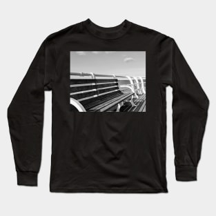 Wooden benches on Cromer pier Long Sleeve T-Shirt